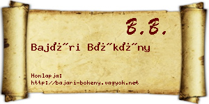 Bajári Bökény névjegykártya